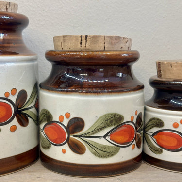 Storage jar set - 3-piece - Schramberg Majolica - BERNAU decor with cork lid/stopper