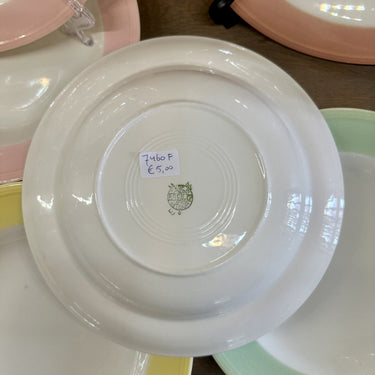 Tiefer Teller / Suppenteller / Pastateller - Boch - Dekor mit hellblau pastellfarbenem Rand