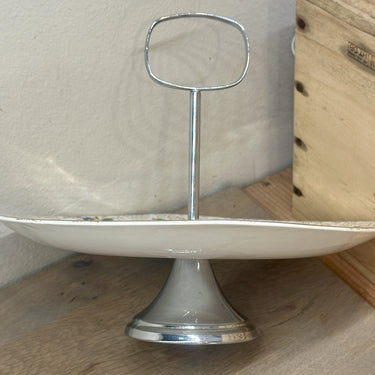 Biscuit dish / Presentation dish - Midwinter Stylecraft / Staffordshire England - floral decor - chrome base and handle