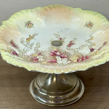 Presentation dish / Cookie dish - W&amp;R (Wiltshaw&amp;Robinson) - matt floral decor and gold-coloured edge