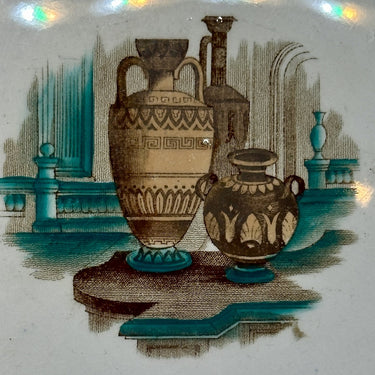 Scale / Subscale - with ears/handles - marked with image of man on horse - decor ETRUSCAN