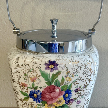Cookie Jar - Staffordshire Semi-Porcelain - Midwinter England - decorated with flowers and roses