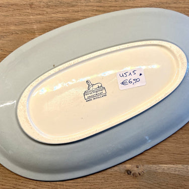 Oval bowl - Petrus Regout - gray-blue with handle