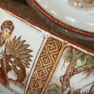 Schale / Fingerschale - Boch Frères La Louvière - Dekor LADIES CHINOISES in braun mit Lüster