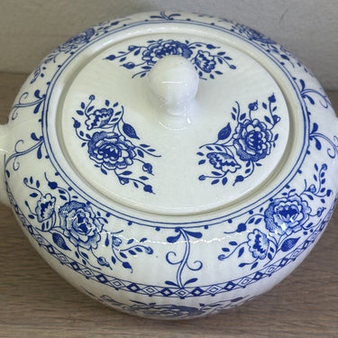 Zuckerdose - Boch La Louvière Belgium - PETUNIA Dekor mit blauen Blumen