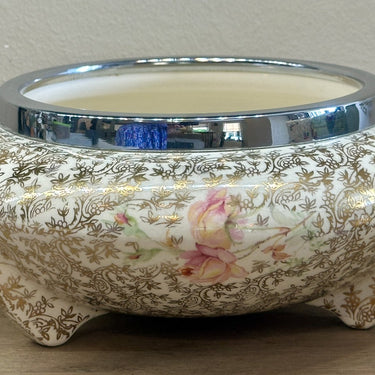 Cookie Dish / Biscuit Dish - AJ Wilkinson Ltd. - CELTIC ROSE decor with gold floral background