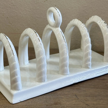 Toast rack - marked FOREIGN - made in cream with gold accents