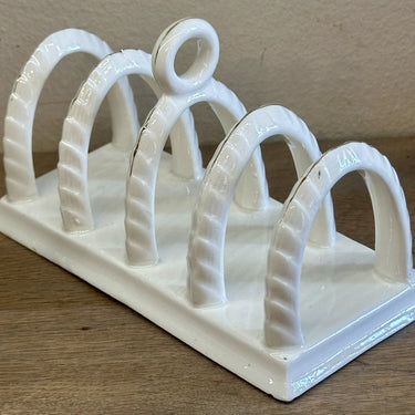 Toast rack - marked FOREIGN - made in cream with gold accents