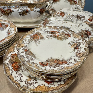 Children's tableware 29-piece - B&amp;S (Bishop &amp; Stonier) - ASHLEY decor in brown/red with luster