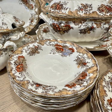 Children's tableware 29-piece - B&amp;S (Bishop &amp; Stonier) - ASHLEY decor in brown/red with luster