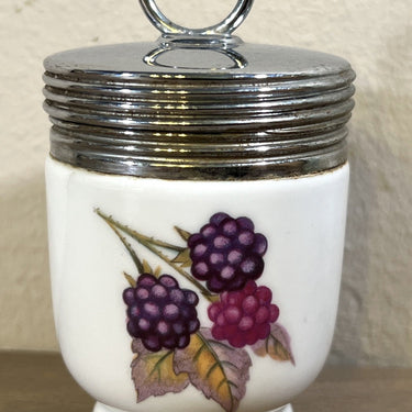 Egg Coddler - Royal Worcester - decor EVESHAM with decor of plum and blackberries - old stamp