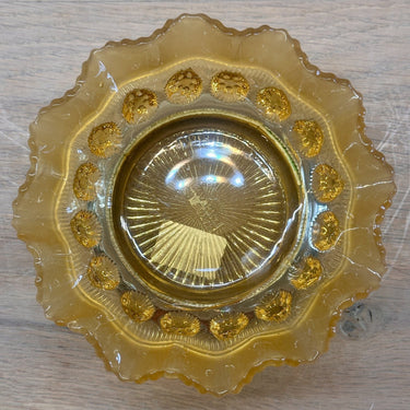 Bonbonschale - kleines Modell aus braunem Glas mit Chromfuß