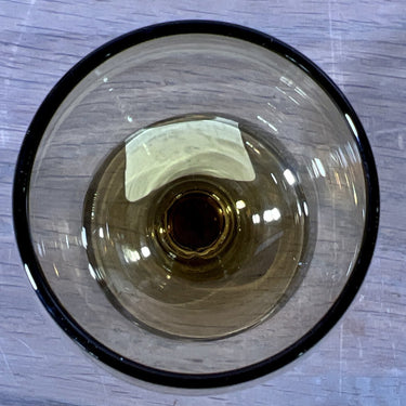 Liqueur glass / shot glass - vintage - unmarked - in yellow color with the same colored foot