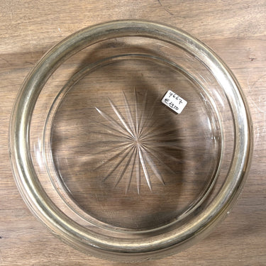 Salatschüssel / Schale - rundes Glas, geschliffenes Glas, Modell mit Rand in EPNS