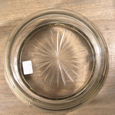 Salatschüssel / Schale - rundes Glas, geschliffenes Glas, Modell mit Rand in EPNS