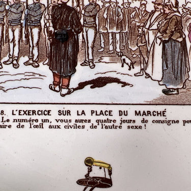 Decorative plate / Dessert plate - HB &amp; Cie Choisy le Roi Terre de Fer - décor La Vie Militaire No. 8