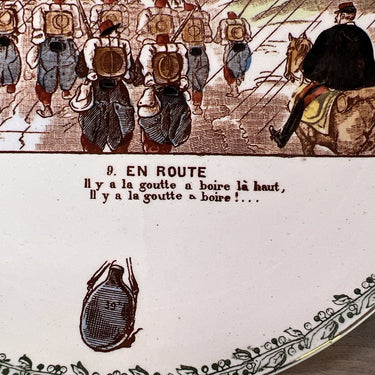 Decorative plate / Dessert plate - HB &amp; Cie Choisy le Roi Terre de Fer - décor La Vie Militaire No. 9
