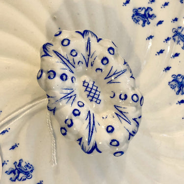 Terrine - oval and low - PB &amp; S. (Powell Bishop &amp; Stonier) - decor ROYAL bright blue with lions