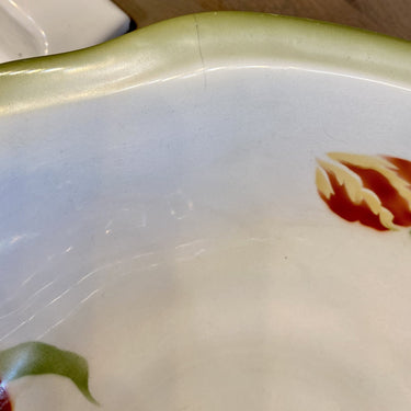 Lampetbak - Societe Ceramique Maestricht - Art Nouveau (sjabloon)décor van geel/rode tulpen op groen/crème ondergrond