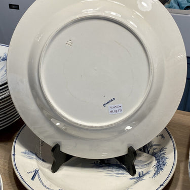 Round bowl - larger model - Petrus Regout - decor MARINES grey/blue on off-white/cream background
