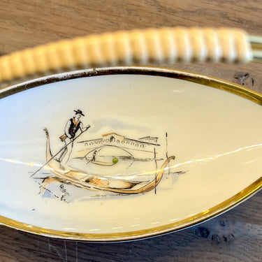 Candy dish in holder - Alka Kunst Bavaria Venetia - blind mark 8331 - decor of Venetian gondola