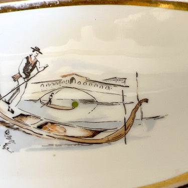 Candy dish in holder - Alka Kunst Bavaria Venetia - blind mark 8331 - decor of Venetian gondola