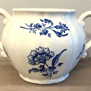 Zuckerdose ohne Deckel - Boch - Dekor mit blauen Blumen (Name unleserlich)