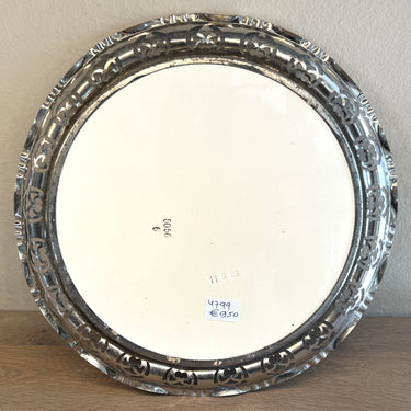 Serviertablett mit durchbrochenem Chromrand - Innentablett aus Steingut mit aufgesprühtem Kirschdekor