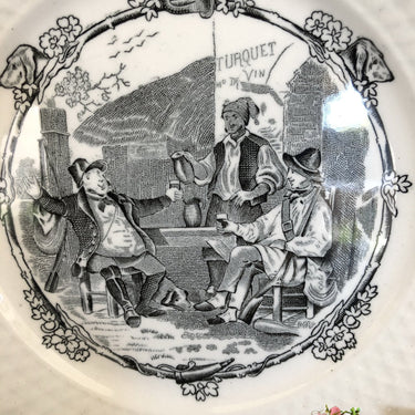 Dessert plate - NEMROD decor - three drinking men.