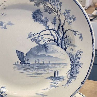 Bowl - round - Petrus Regout - decor MARINES grey/blue on off-white/cream background