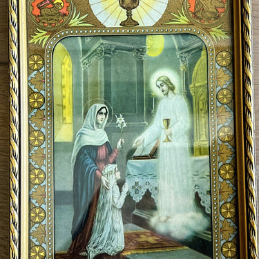 Kadertje met een religieuze afbeelding - goudkleurig lijstje om te staan of op te hangen