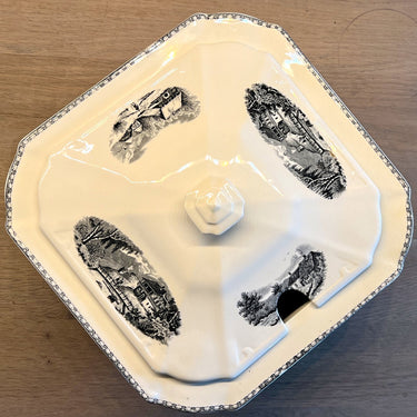 Soepterrine vierkant groot model - Societe Ceramique Maestricht - serie LANDSCHAP zwart / wit