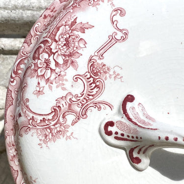 Terrinedeckel - Boch - DAUPHIN rot Dekor - LIMOGES Form