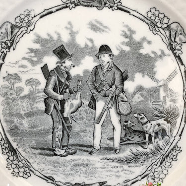 Dessert plate - NEMROD decor - 2 men with hare and 2 dogs.