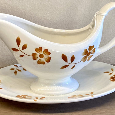 Gravy boat / saucer - on fixed base - Annaburg - decor 915
