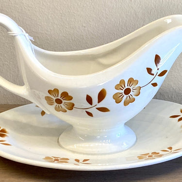 Gravy boat / saucer - on fixed base - Annaburg - decor 915
