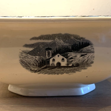 Terrine / Dekschaal vierkant kleiner model - zonder deksel - Societe Ceramique Maestricht - serie LANDSCHAP zwart / wit