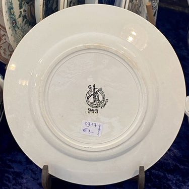Dinner plate / flat plate - Moulin des Loups Hamage Nord - decor 368 of blue roses