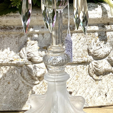 Candlestick - glass - Val Saint Lambert (Val St. Lambert) - partly frosted, partly clear glass