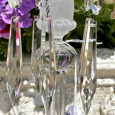 Candlestick - glass - Val Saint Lambert (Val St. Lambert) - partly frosted, partly clear glass