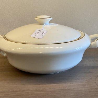 Terrine / Deckeldose - Mosa - cremeweiß mit goldfarbenem Rand