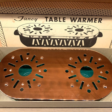 Schicker Tischwärmer / Metall / grün in Box - "Tee und Kaffee immer warm servieren"
