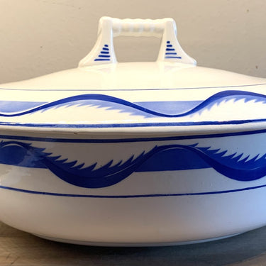 Suppenterrine - oval - Boch - PHILO Dekor (helles und dunkles blaues Girlandendekor)