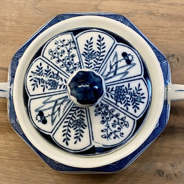 Zuckerdose - Mosa / Louis Regout - Transferdekor LONG LIST / Dekor 726 (Nanking) - eckiges / quadratisches Modell