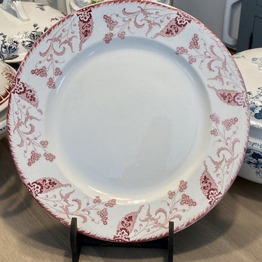 Bowl - large, round - Longwy - RAMBOUILLET red decor