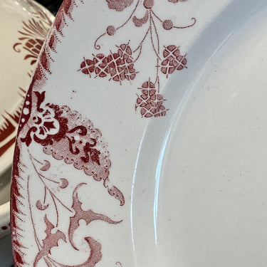 Bowl - large, round - Longwy - RAMBOUILLET red decor