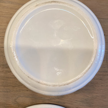 Zeepdoosje - rond - ongemerkt - decor van blauwe driehoekjes