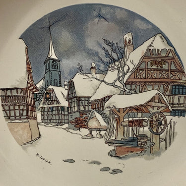 Maßstab - größer, rund - Sarreguémines - Dekor OBERNAI - Winterlandschaft