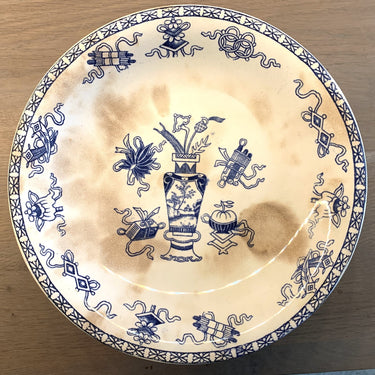 Schaal op hoge voet / tazza - Société Céramique Maestricht - decor POTICHE blauw/wit