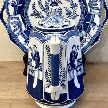 Kaffeekanne - Mosa / Louis Regout - Transferdekor LONG LIST / Dekor 726 (Nanking) - eckiges / quadratisches Modell